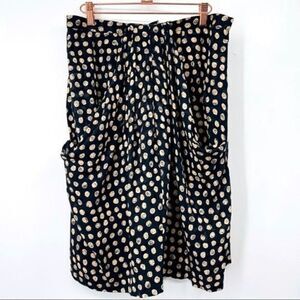 Anne Klein Vintage silk skirt with pockets blue with cream polka dots 14 BoxR